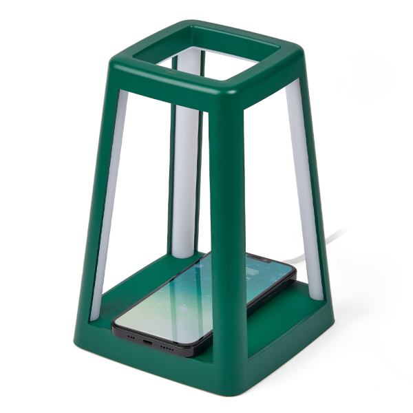 lexon lantern portable lamp with built in wireless charger green Wireless charger with green frame for phones