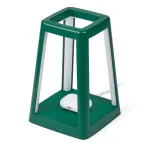Green modern lamp with wireless charging base.