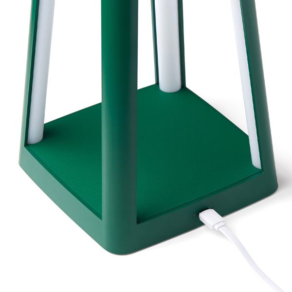 lexon lantern portable lamp with built in wireless charger green Green lamp with USB charging port