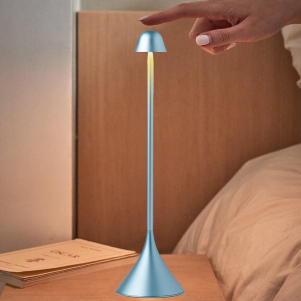 Touch-activated bedside lamp with sleek design