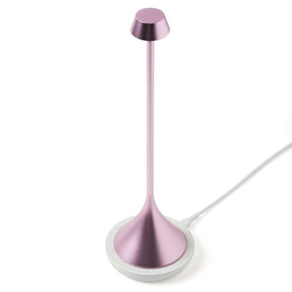 lexon steli bell infinitely pairable table lamp pink Pink modern table lamp with USB charging base.
