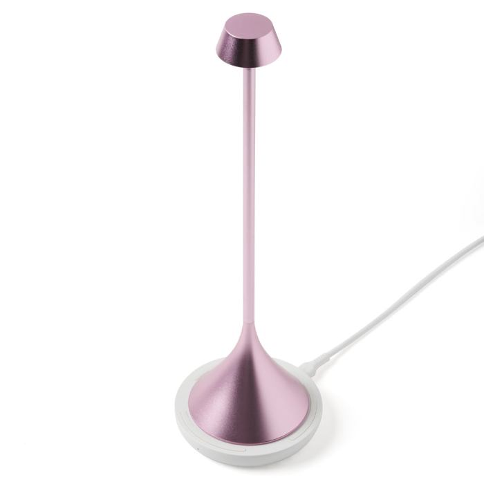lexon steli bell infinitely pairable table lamp pink Pink modern table lamp with USB charging base.