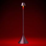 Elegant red modern lamp with conical base