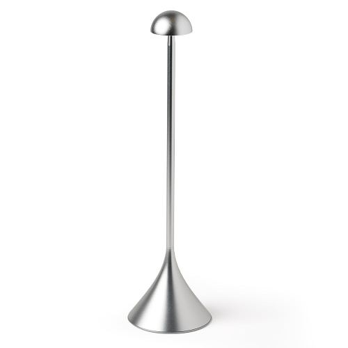 Modern silver metal coat stand on white background.