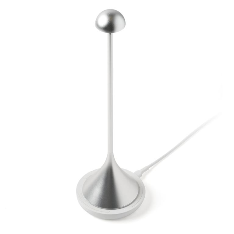 Silver charging stand with cable