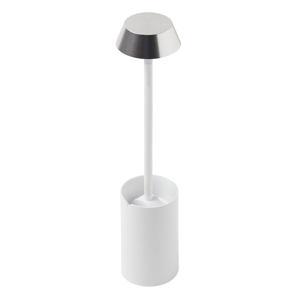 Modern white toilet brush set with holder.