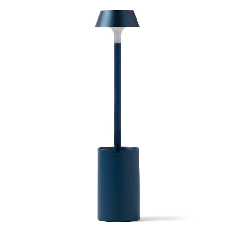 v398 ld lh99db 202506190533 00.jpg Modern blue floor lamp with cylindrical base.