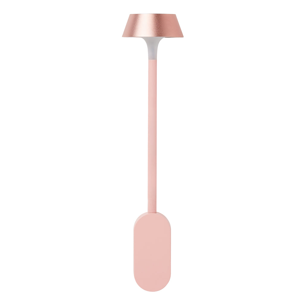 Modern pink lamp with sleek design.