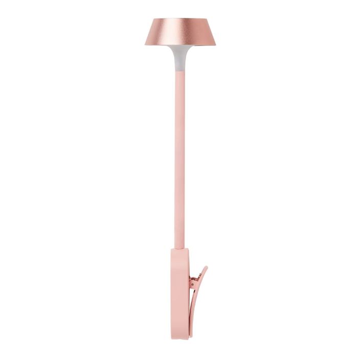 lexon mimi flexible led lamp pink Pink clip-on desk lamp, modern design