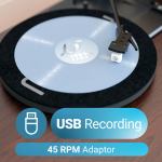 majority moto plus turntable USB record player with 45 RPM adaptor.