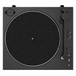 Top view of modern black turntable