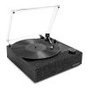 Vintage record player with clear lid open.