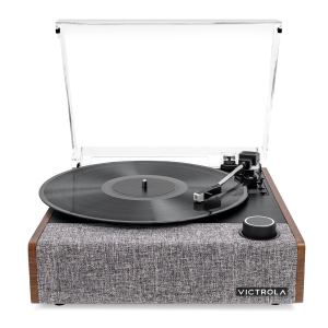 Vinyl record player with modern design.