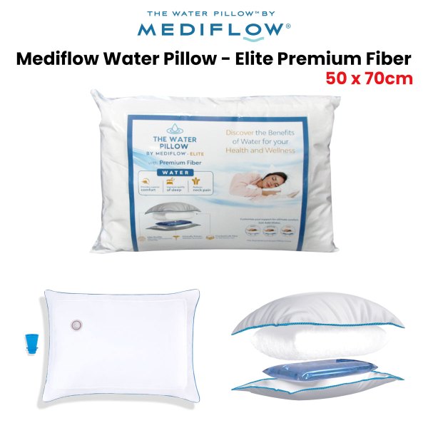 mediflow elite premium fiber water pillow 50 x 70 cm Mediflow water pillow with premium fibre, promotes wellness.