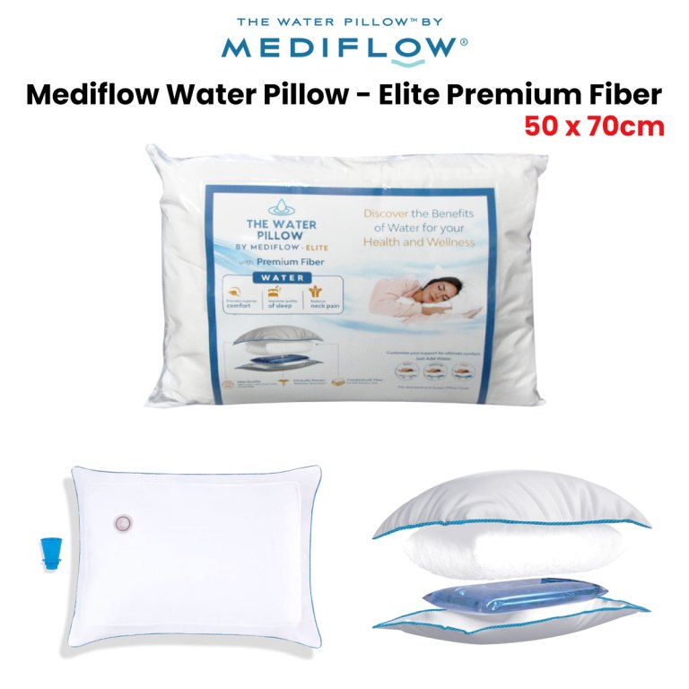 mediflow elite premium fiber water pillow 50 x 70 cm Mediflow water pillow with premium fibre, promotes wellness.