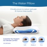 mediflow elite premium fiber water pillow 50 x 70 cm Woman resting on adjustable water pillow for neck pain.