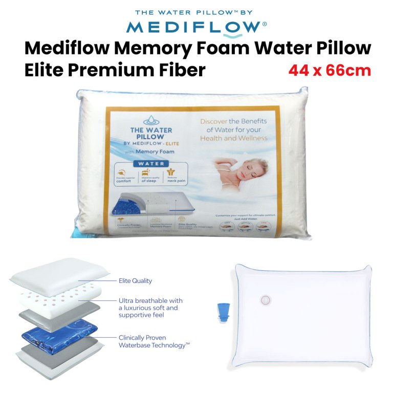 Mediflow memory foam water pillow 44x66cm.