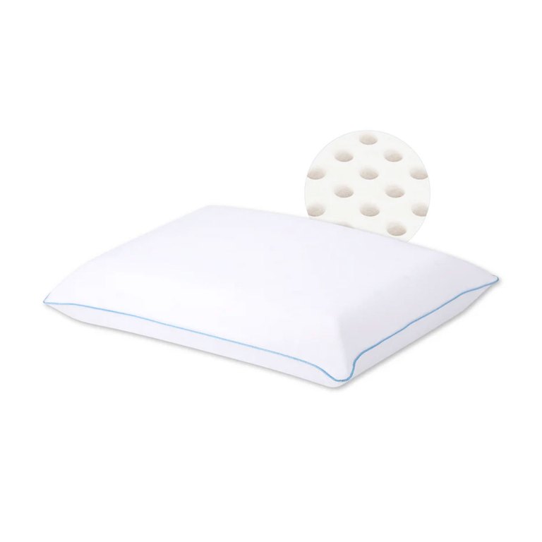 White latex pillow with breathable holes.
