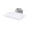 mediflow travel size waterbase fibre pillow 33 x 53 cm White pillow with silver circular decoration