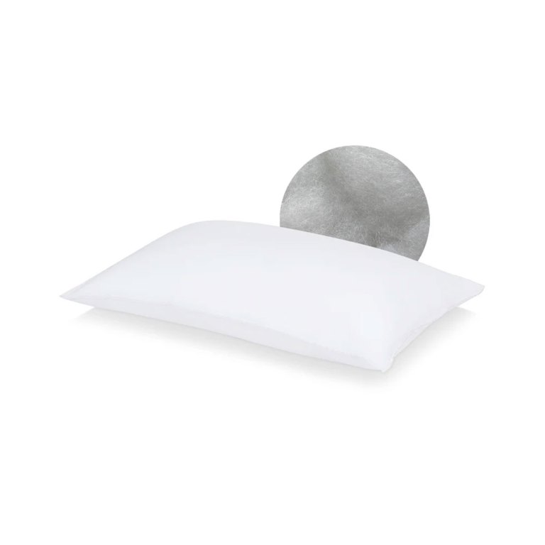 White pillow with silver circular decoration