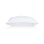 White pillow side view on white background.