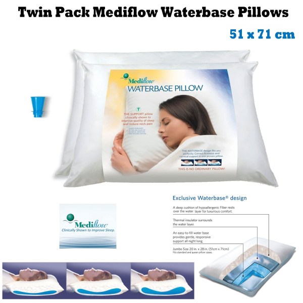 mediflow twin pack adjustable waterbase pillows Twin pack Mediflow waterbase pillow for better sleep.