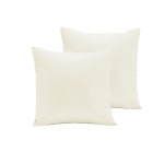 Two white throw pillows on white background