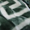 bloomington 800gsm greek key green winter premium quality 1 ply mink blanket double Green and white geometric patterned fabric