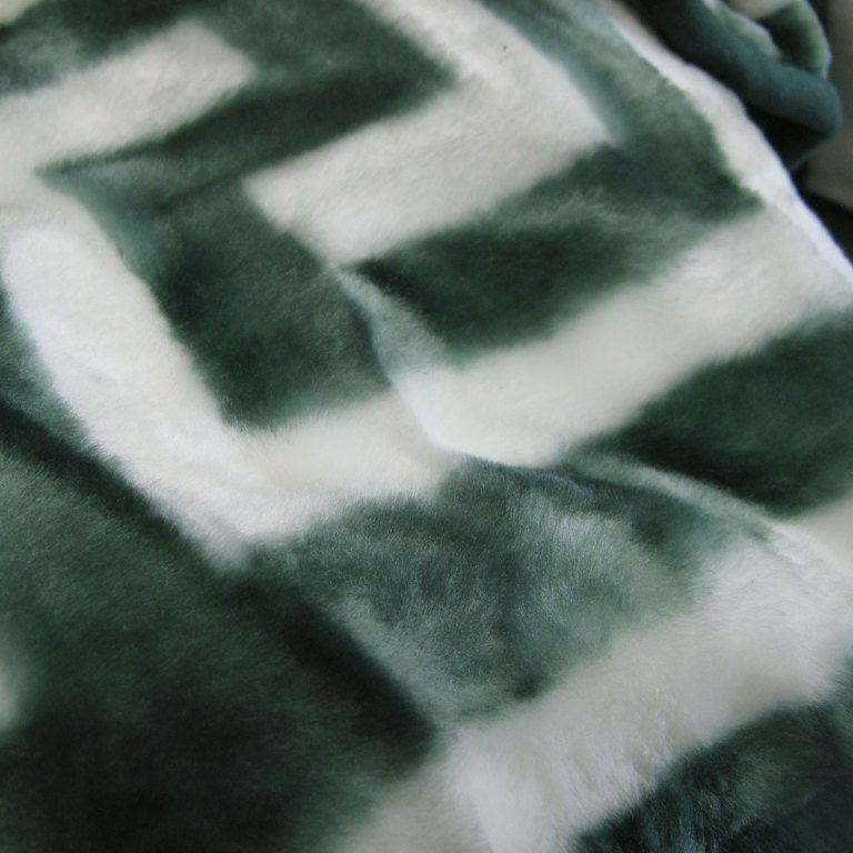 bloomington 800gsm greek key green winter premium quality 1 ply mink blanket double Green and white geometric patterned fabric