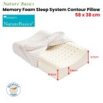alastairs nature basics memory foam contour standard pillow 38 x 58cm Memory foam contour pillow with measurements.