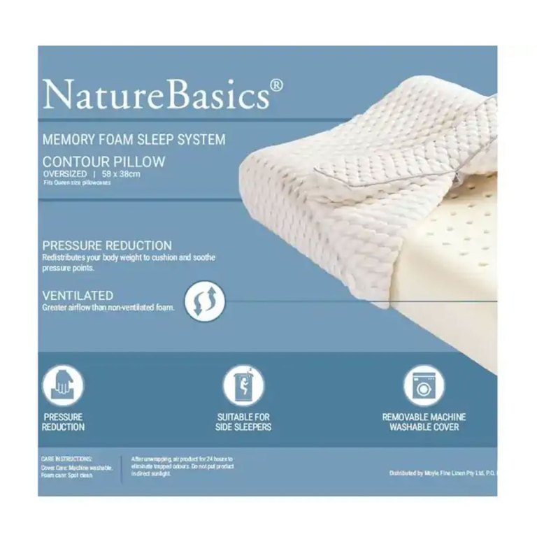 alastairs nature basics memory foam contour standard pillow 38 x 58cm NatureBasics memory foam contour pillow overview.