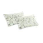 Two bamboo-patterned pillows on a white background.