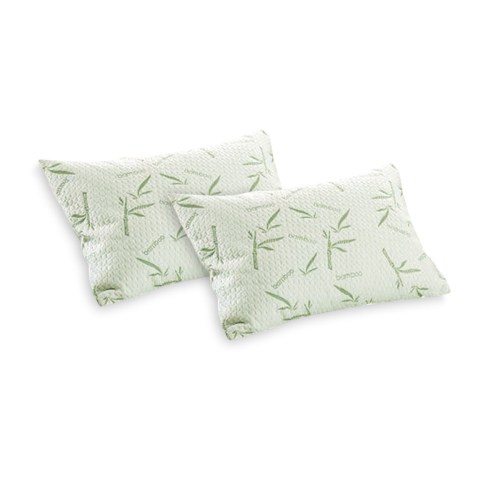Two bamboo-patterned pillows on a white background.