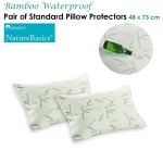 Waterproof bamboo pillow protectors, standard size, two pieces.
