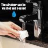 portable vacuum cleaner car air duster handheld cordless home car dust blower Person washing reusable strainer under sink tap.