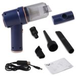 Mini vacuum cleaner with attachments and USB cable.