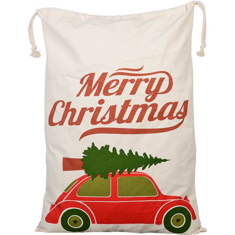 v474 462308 102906 00.jpg Christmas sack with tree-topped red car design