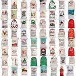 large christmas xmas hessian santa sack stocking bag reindeer children gifts bag, cream christmas tree on car Assorted Christmas-themed gift sacks, various designs and colours.