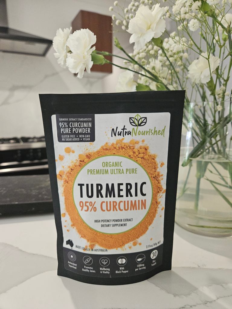 pure organic 95% curcumin powder (60g/1 month supply) 1500mg of turmeric extract buffered with black pepper NutraNourished turmeric powder, 95% curcumin, dietary supplement.