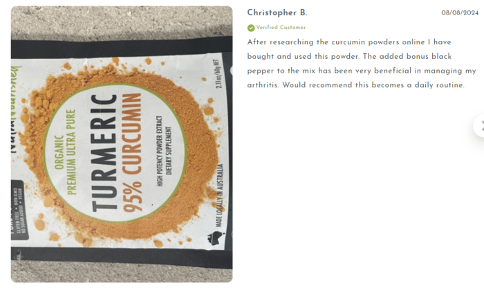 pure organic 95% curcumin powder (60g/1 month supply) 1500mg of turmeric extract buffered with black pepper Organic turmeric curcumin powder, 95% purity
