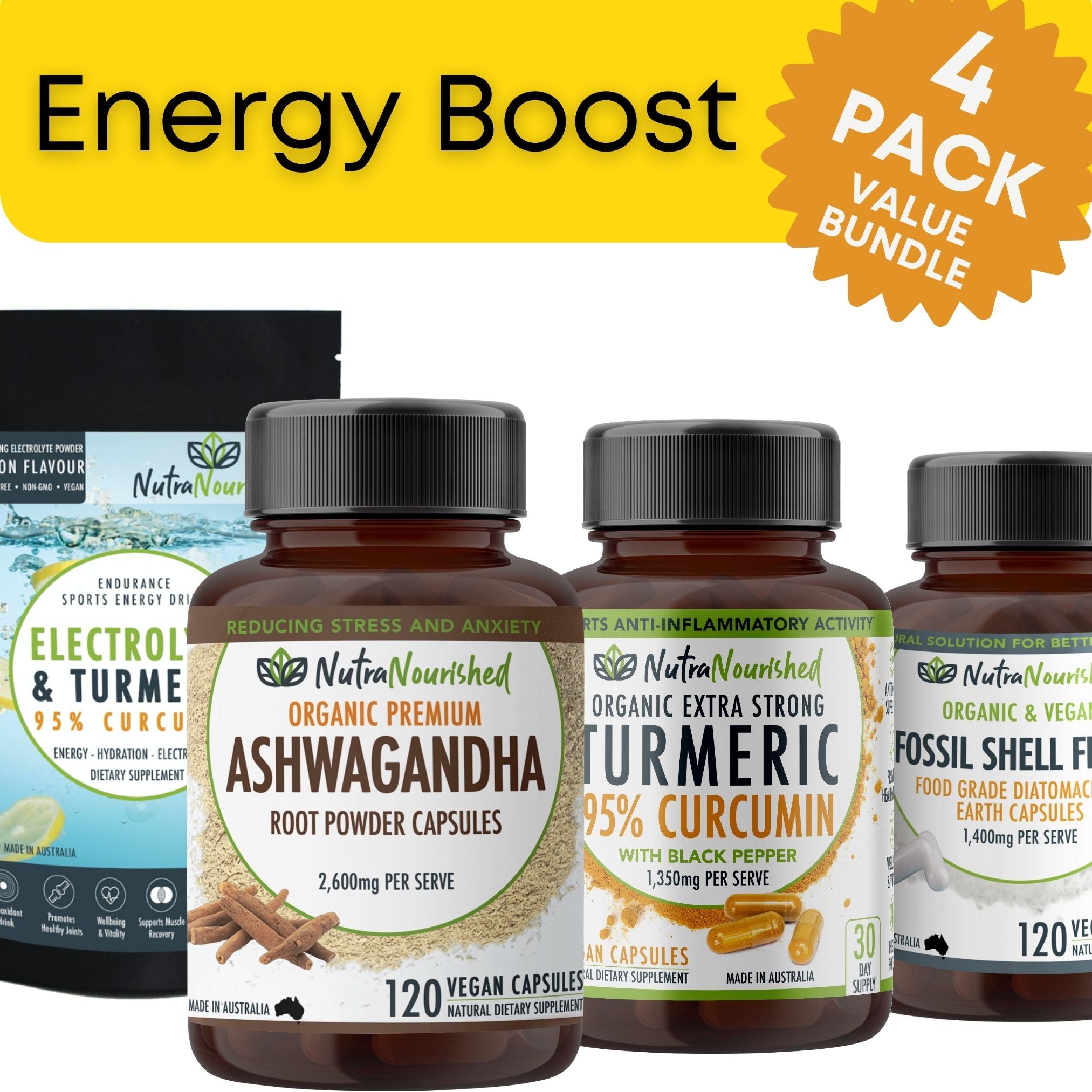 Nutra Nourished supplements bundle for energy boost.