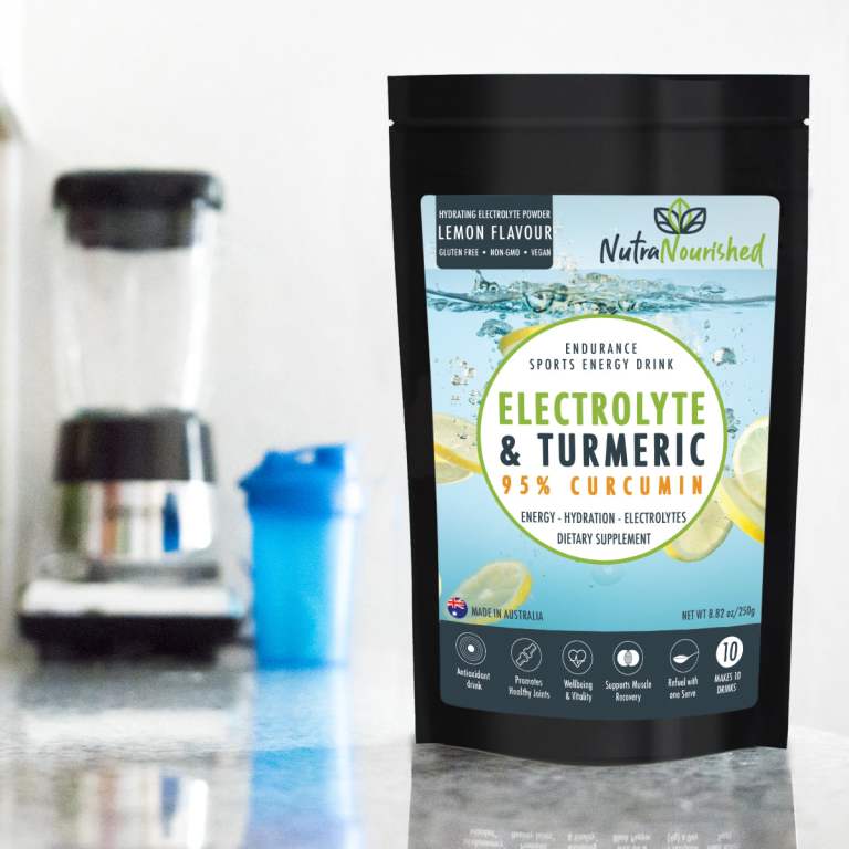 NutraNourished lemon electrolyte sports drink powder.