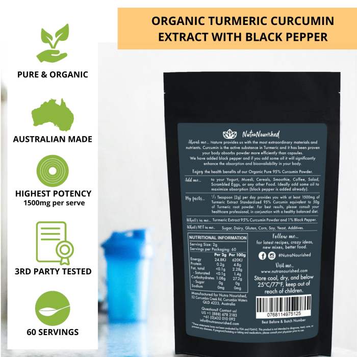 good gut health and faster recovery with fossil shell flour, curcumin, and electrolyte powder Organic turmeric curcumin extract pack with benefits list.