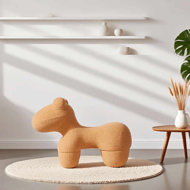 Modern plush chair in stylish minimalist room