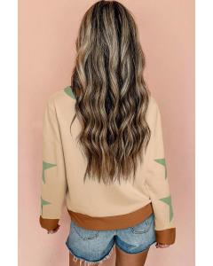 parchment star patchwork exposed seam oversized sweatshirt l