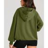moss green solid kangaroo pocket half zipper oversized hoodie 2xl Woman wearing green oversized hoodie and black shorts.