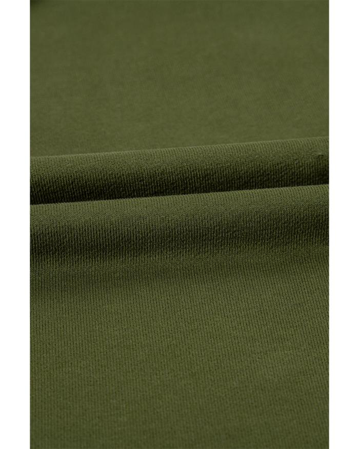 moss green solid kangaroo pocket half zipper oversized hoodie 2xl Closeup of olive green fabric texture