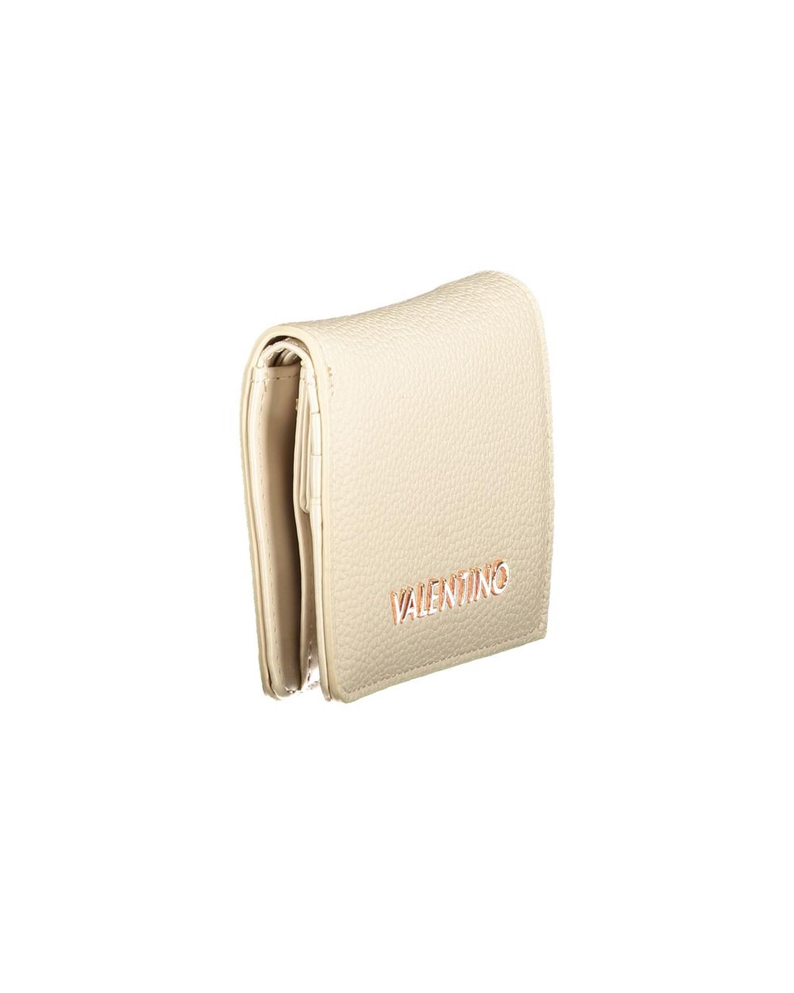 Cream leather wallet with logo embossing