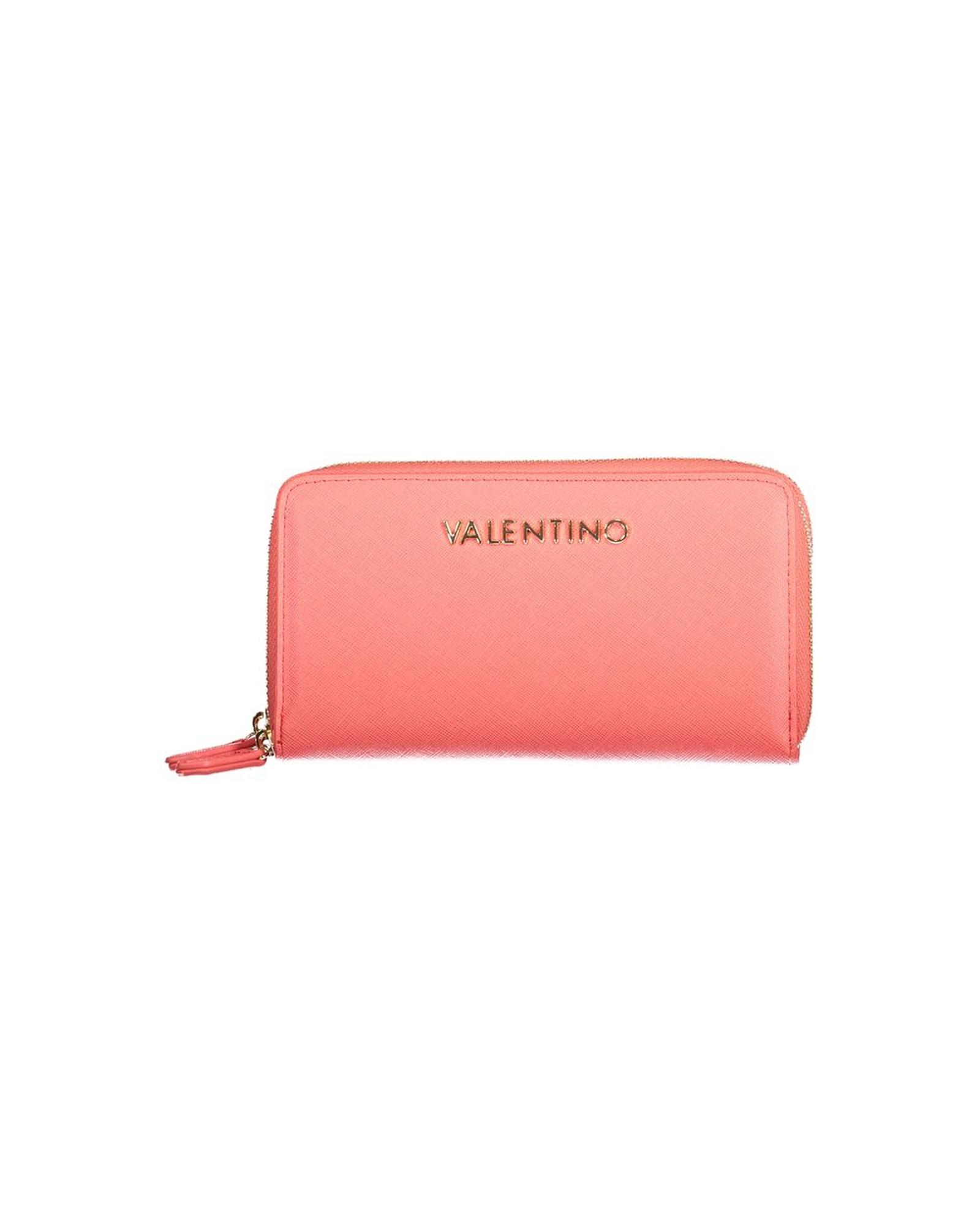 Coral wallet with Valentino branding.