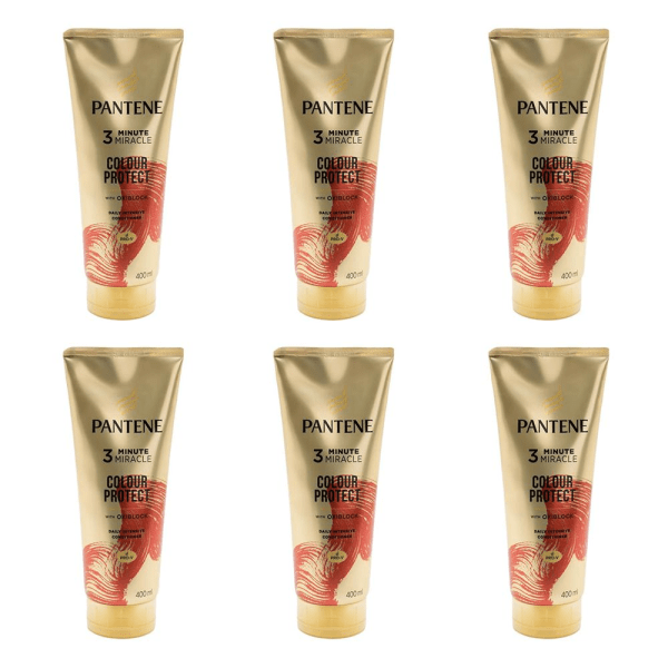 Pantene Colour Protect conditioner bottles arranged in grid.